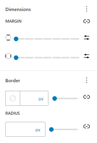 screenshot of spacing options in the WordPress Block Editor