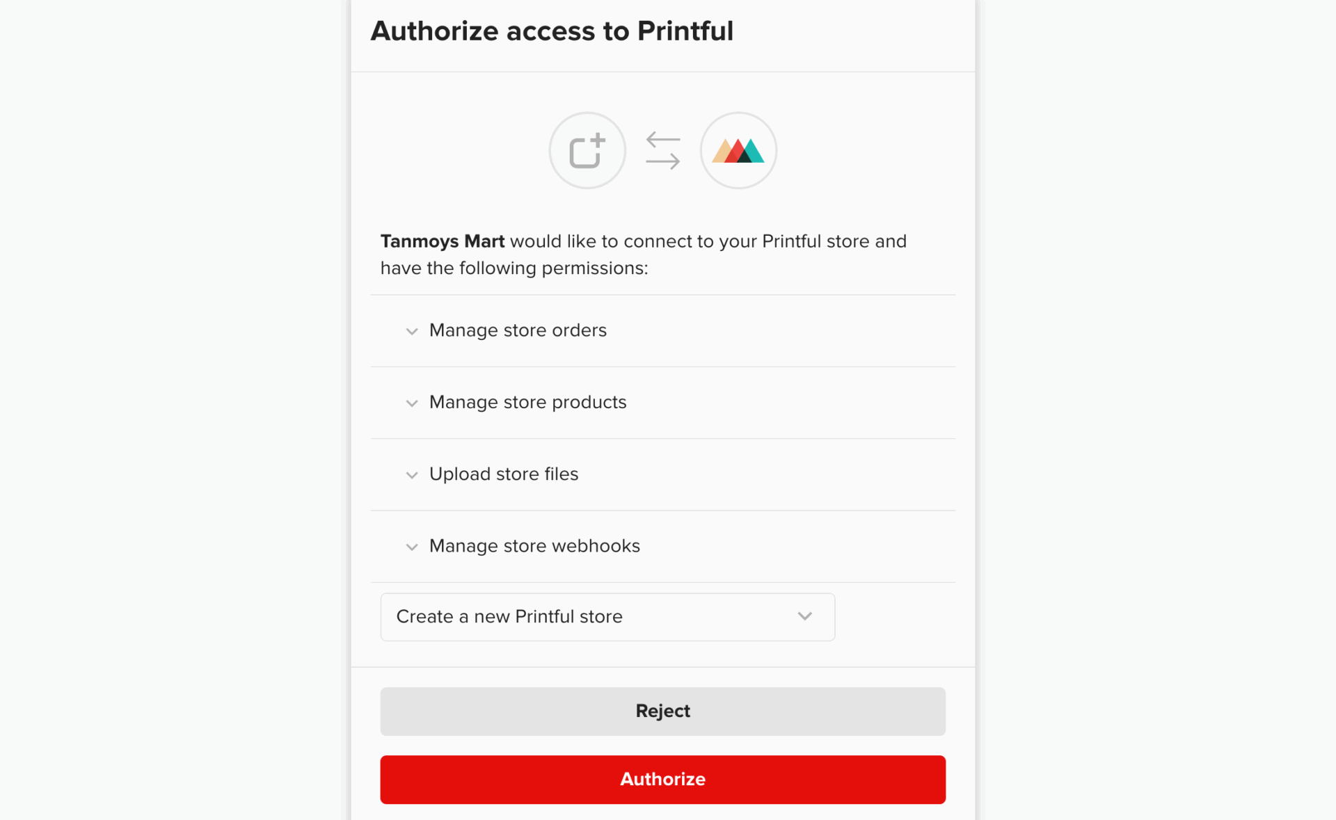 This is how you can authorize access to Printful