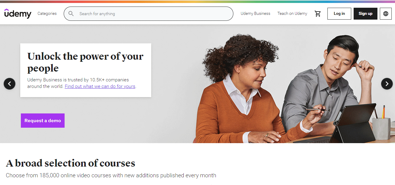 Homepage of Online Service Marketplace Udemy