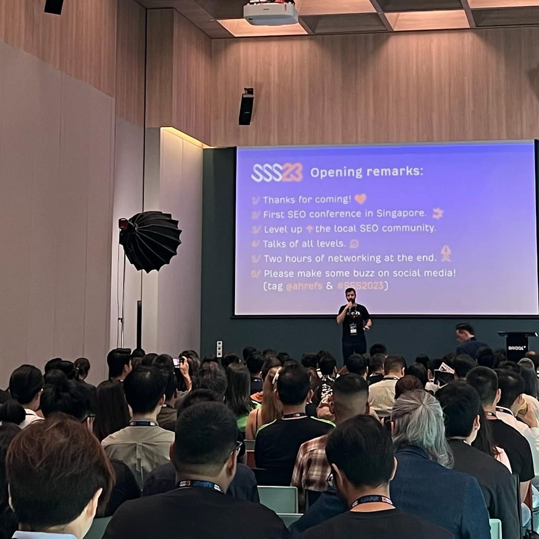 Tim kicking off SG SEO Summit 2023