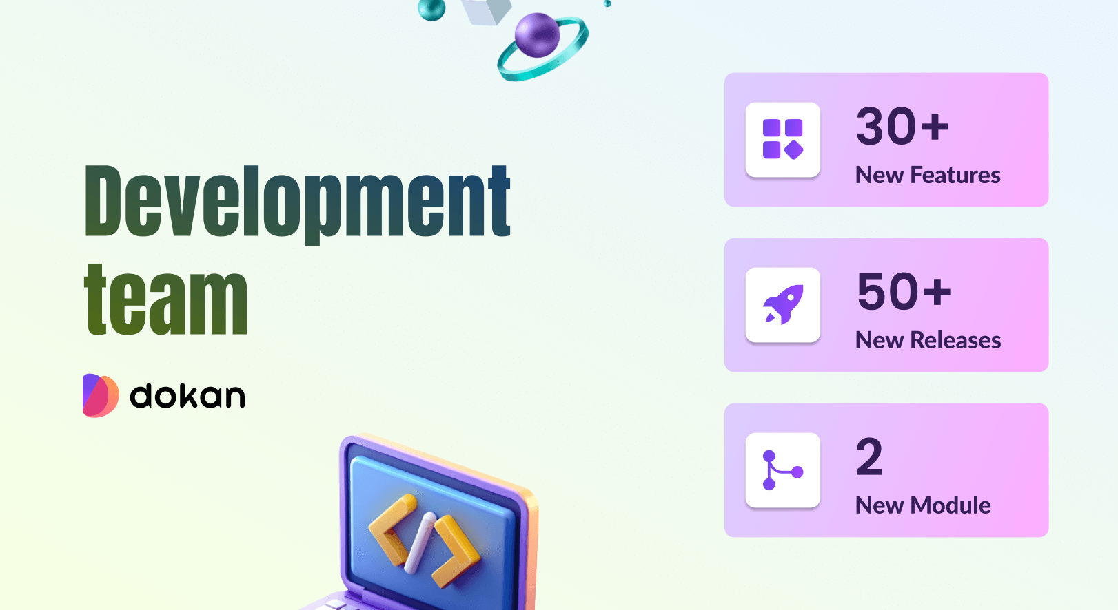 Development team New Features, New Releases, New PR